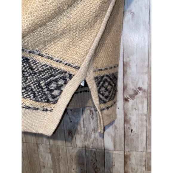 Women's Gap open Cardigan Blazer Sweater Boho Aztec Size Large Wool Blend Cream - Picture 3 of 9